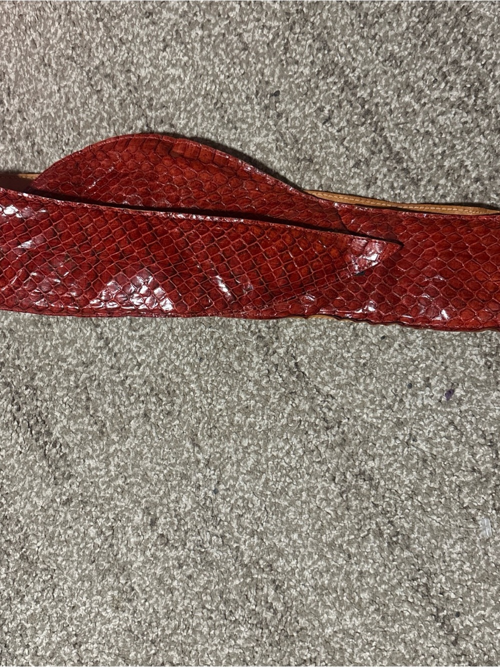 VTG Wide Red Snakeskin Belt 40” Genuine Exotic Python Cinch Velcro Waist